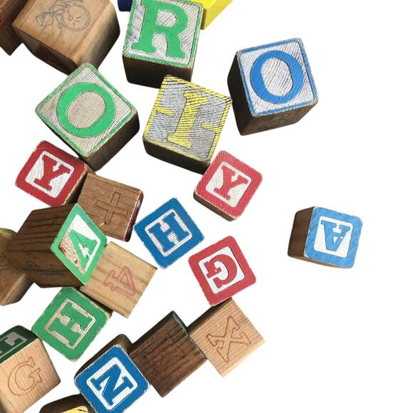 Vintage Wooden Alphabet Blocks Building Child Toy Lot Japan Stamped READ DSCPT - Picture 2 of 8
